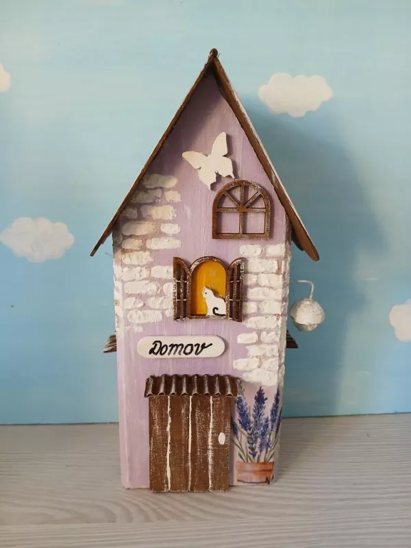 Dřevěný dekorativní domeček č.11 - 8 x 20 x 6 cm