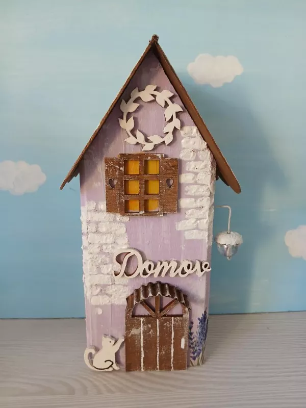 Dřevěný dekorativní domeček č.9 - 8 x 20 x 6 cm